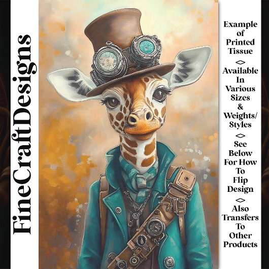 Kleurrijke Charmante Giraffe, Top Hat AE5P Decoupa Tissuepapier