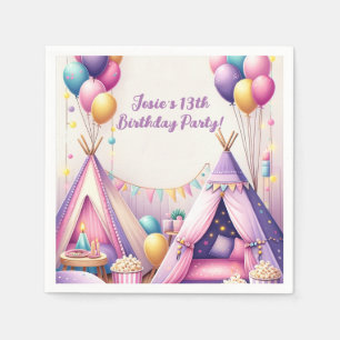 Kleurrijke Charming Teepee Verjaardag Sleepover Pa Servet