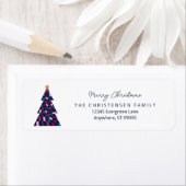 Kleurrijke Checkerboard kerstboom adreslabel Etiket (Insitu)