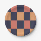 Kleurrijke Checkerboard Patroon Verjaardag Papieren Bordje (Voorkant)