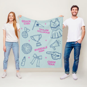 Kleurrijke Cheerleading Doodle Cheer Team Senior N Fleece Deken