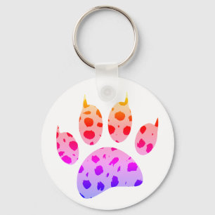 Kleurrijke Cheetah Paw Print Sleutelhanger