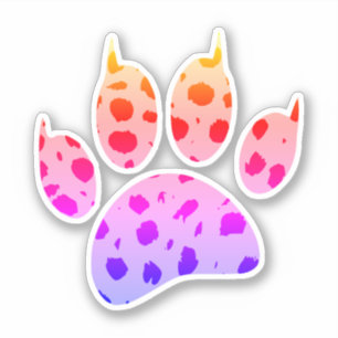 Kleurrijke Cheetah Paw Print Sticker