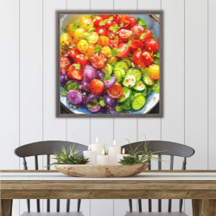 Kleurrijke Cherry Tomaat Komkommer Zomer Salade Canvas Afdruk