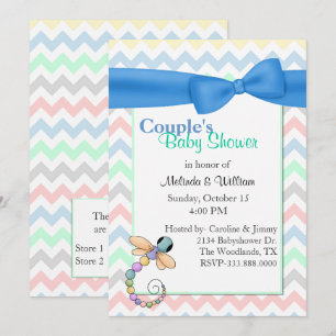 Kleurrijke Chevron Couple's Baby shower Invitation Kaart