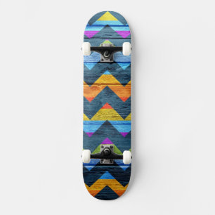Kleurrijke Chevron Hout Abstract Skateboard