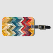 Kleurrijke Chevron Monogram Regenboog Bagagelabel (Voorkant (horizontaal))
