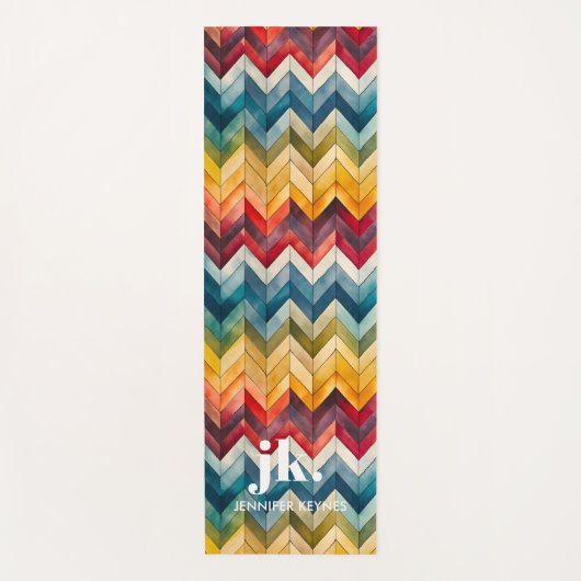  Kleurrijke Chevron Monogram Regenboog Yogamat (Voorkant)