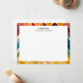 Kleurrijke Chevron Naam Monogram Notitiekaartje (Voorkant / Achterkant in situ)