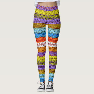 Kleurrijke Chevron Patroon Burlap Look #3 Leggings