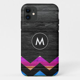 kleurrijke Chevron Stripes op hout #11 iPhone 11 Hoesje