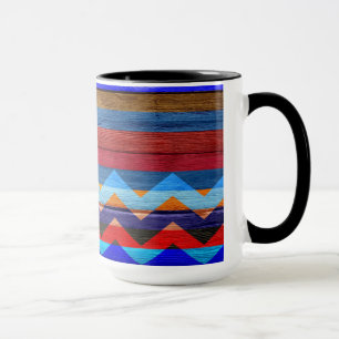 kleurrijke Chevron Stripes op hout #19 Mok