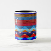 kleurrijke Chevron Stripes op hout #19 Mok (Midden)