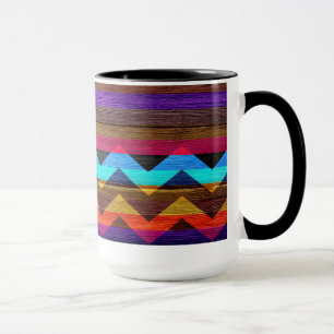 kleurrijke Chevron Stripes op hout #8 Mok