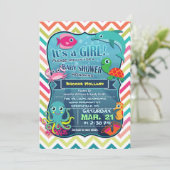 Kleurrijke Chevron Zee Life, Meisje Baby shower Kaart (Staand voorkant)