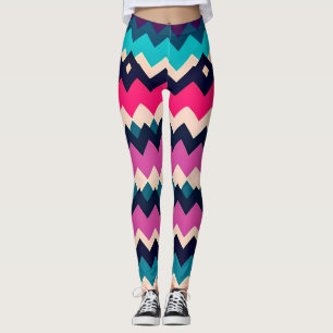 Kleurrijke Chevron Zigzag Patroon Ontwerp Leggings