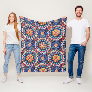 Kleurrijke Chic Boho Mandala Tegel Patroon Fleece Deken