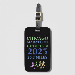 Kleurrijke Chicago Marathon 2023 Custom Text Lugga Bagagelabel
