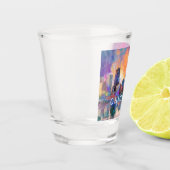 Kleurrijke Chicago Skyline Abstracte Kunst Shot Glas (Links)