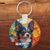 Kleurrijke Chihuahua Dog Portret Sleutelhanger (Achterkant)