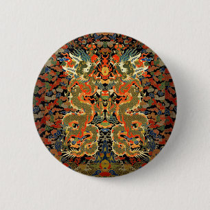 Kleurrijke Chinese Aziatische Draak Kunst Ronde Button 5,7 Cm
