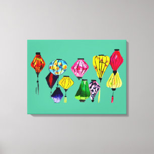 Kleurrijke Chinese lantaarns Canvas Afdruk