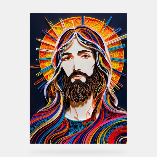 Kleurrijke Christus ( 1 ) Acryl Bord (Voorkant)