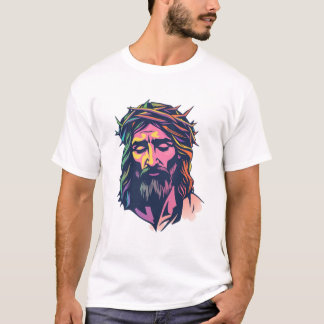 Kleurrijke Christus: Jezus met de doornenkroon T-s T-shirt