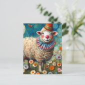 Kleurrijke Circus Clown Schaap Briefkaart (Staand voorkant)