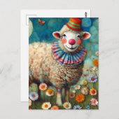 Kleurrijke Circus Clown Schaap Briefkaart (Voorkant / Achterkant)