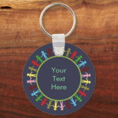 Kleurrijke cirkel van mensen - aangepaste tekst sleutelhanger (Voorkant)