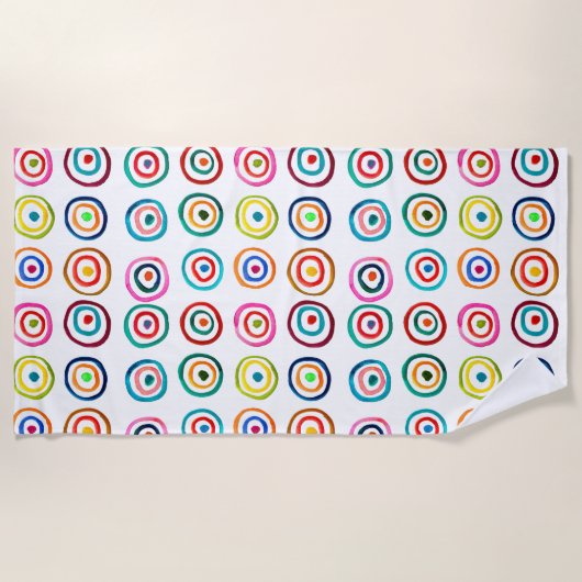 Kleurrijke cirkelregenboogwaterverf strandlaken (Voorkant)