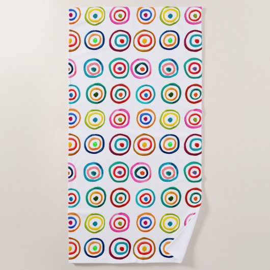 Kleurrijke cirkelregenboogwaterverf strandlaken (Voorkant)