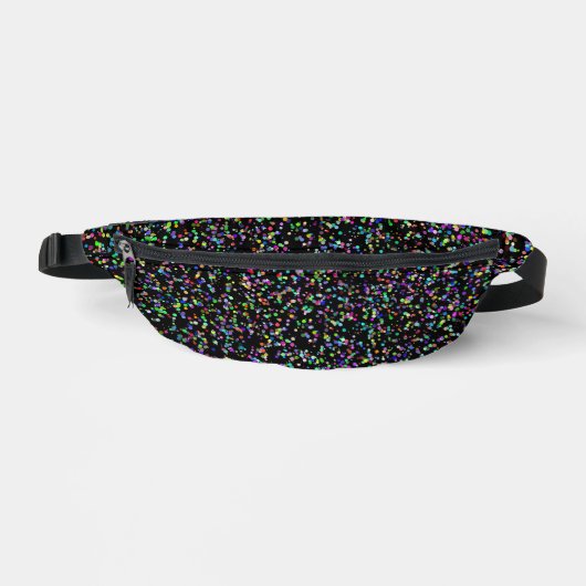 Kleurrijke cirkels bubbels op zwart uniek patroon heuptasje (Voorkant)