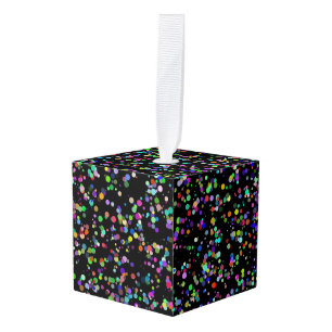 Kleurrijke cirkels bubbels op zwart uniek patroon kubus ornament