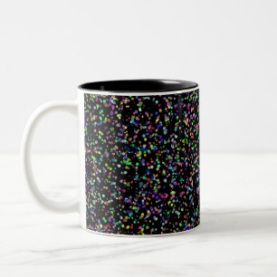 Kleurrijke cirkels bubbels op zwart uniek patroon tweekleurige koffiemok