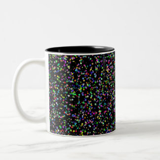 Kleurrijke cirkels bubbels op zwart uniek patroon tweekleurige koffiemok