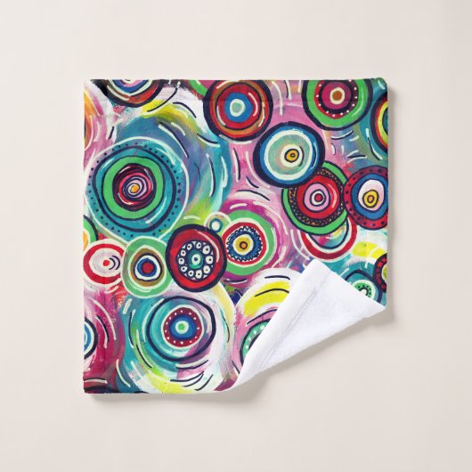 Kleurrijke cirkels en cirkels Oorspronkelijke Abst Bad Handdoek (Wasdoekje)