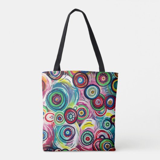 Kleurrijke cirkels en cirkels Oorspronkelijke Abst Draagtas (Achterkant)