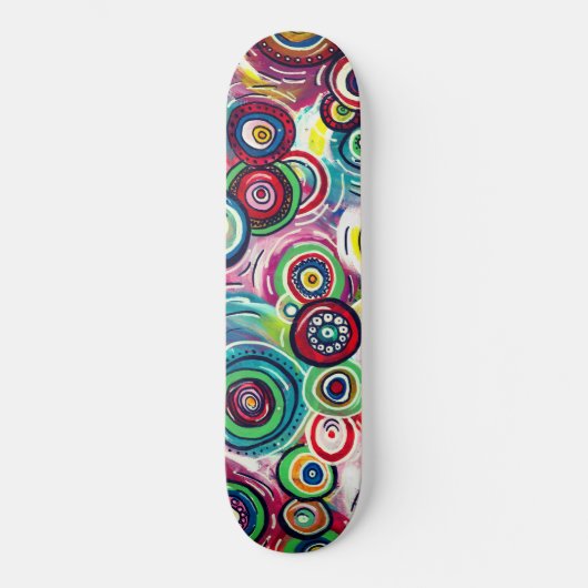 Kleurrijke cirkels en cirkels Oorspronkelijke Abst Skateboard (Voorkant)