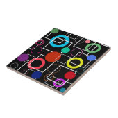 Kleurrijke cirkels en witte vierkantjes tegeltje (Zijkant)