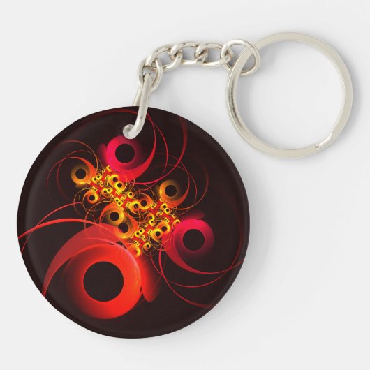Kleurrijke cirkels Modern Abstract kunstpatroon #0 Sleutelhanger (Achterkant)