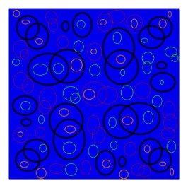 Kleurrijke cirkels op blauw perfect poster