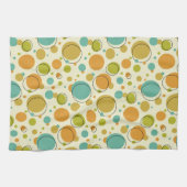 Kleurrijke cirkels Stippen Mid Century Modern Patt Theedoek (Horizontaal)