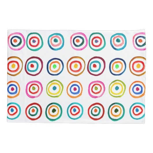 Kleurrijke cirkels witte eenvoudige regenboogschan kussensloop (Achterkant-Links)