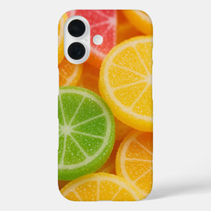 Kleurrijke Citroen Snoep Sneden iPhone 16 Hoesje