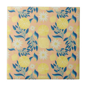 Kleurrijke Citroenpastel Botanische Patroon Tegeltje