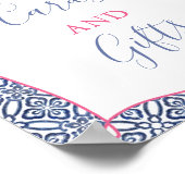 Kleurrijke Citrus Bloemen Blauwe Tegels Kaarten en Poster (Hoek)