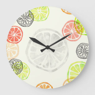 Kleurrijke Citrus Slice Wall Clock – Summer Fruit  Grote Klok