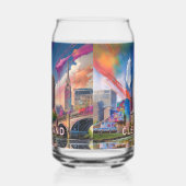 Kleurrijke Cleveland Skyline Blikvorm Glas (Links)